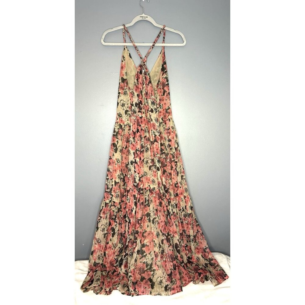 ASTR the Label Eartha Floral Tiered Maxi Dress M Multicolor Taupe Pink Beautiful - Picture 8 of 16